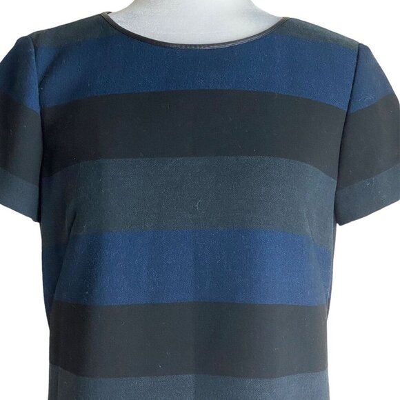 Tahari ASL Shift Dress Striped SS Shift  Black Gray Blue Career Women's Size 6 - Picture 2 of 8